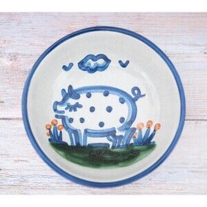 M.A. Hadley Pottery Pig Coup Soup Bowl Serving Hand Painted Farm Animal 6 7/8'